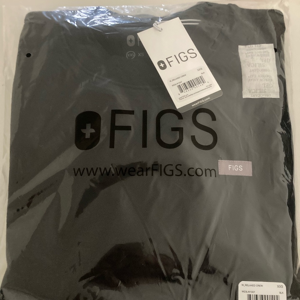 Figs Off Shift Sweatshirt Womens in Black, size XXS. NWT